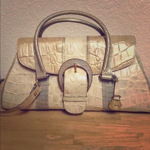 Ivory and Gold Brahmin Handbag